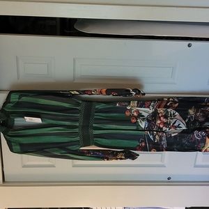 Stella Jean size 8 US stripedblack and green dress with harvest motifs. 42F size